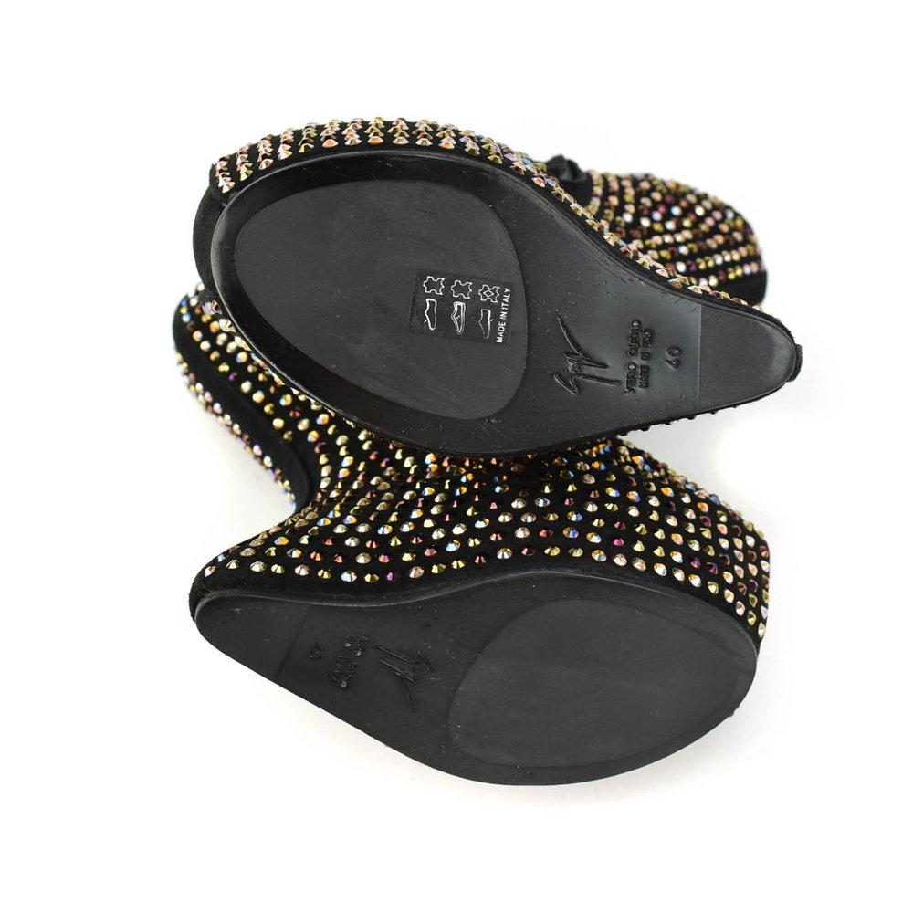 GIUSEPPE ZANOTTI: Black Leather & Crystals Booties - Picture 9 of 10